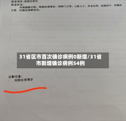 31省区市首次确诊病例0新增/31省市新增确诊病例54例