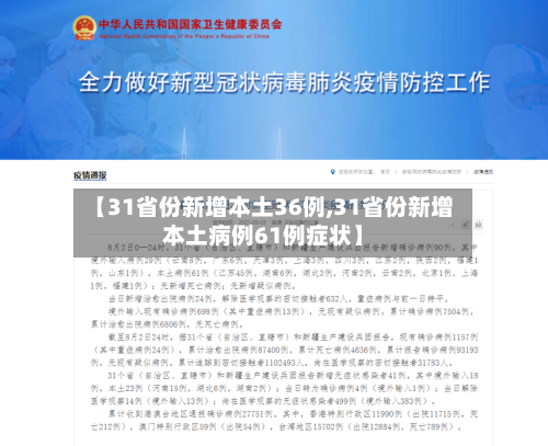 【31省份新增本土36例,31省份新增本土病例61例症状】